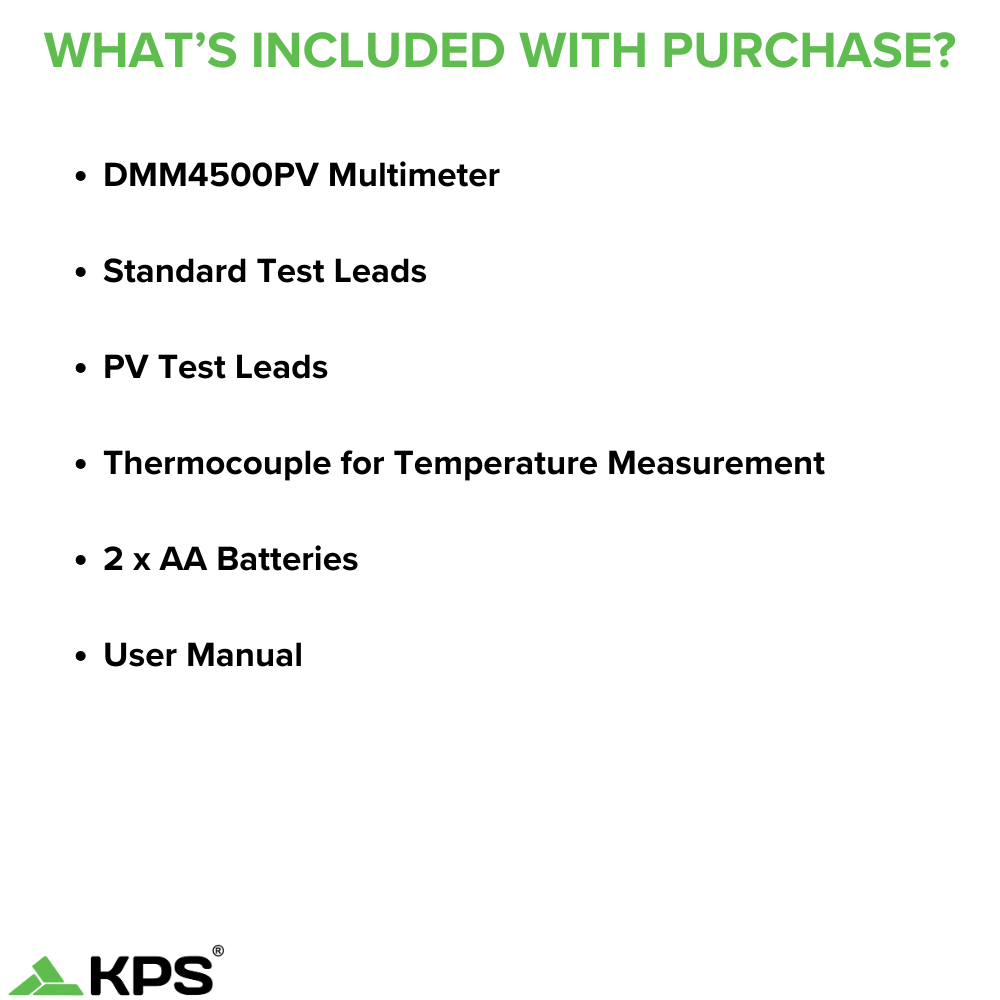 Multimètre numérique KPS DMM4500PV TRMS pour applications solaires avec KPS Link