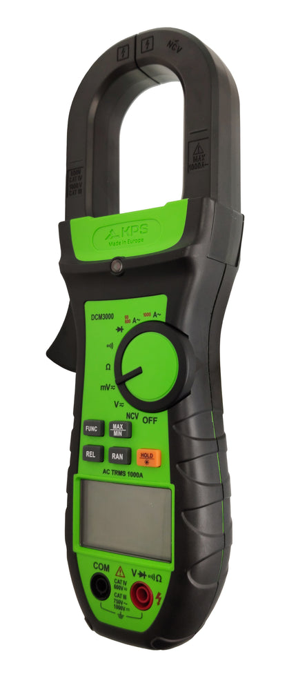 KPS DCM3000 Pinza amperimétrica industrial de verdadero valor eficaz para voltaje CA/CC y corriente CA 