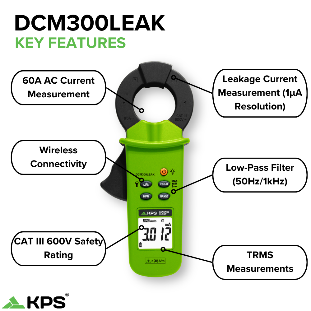 KPS DCM300LEAK TRMS Leakage Clamp Meter