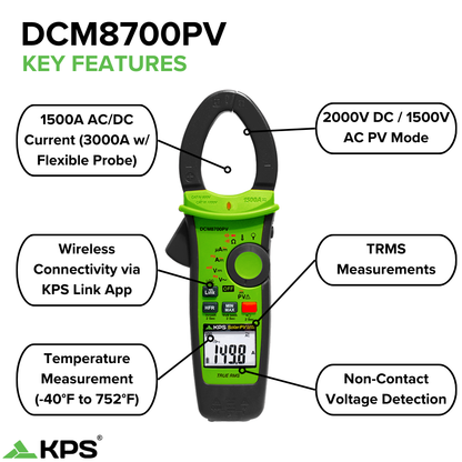 KPS DCM8700PV Pince multimètre solaire pour tension AC/DC et courant AC/DC