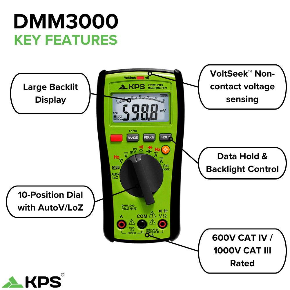 Multimètre numérique KPS DMM3000 AC/DC True RMS