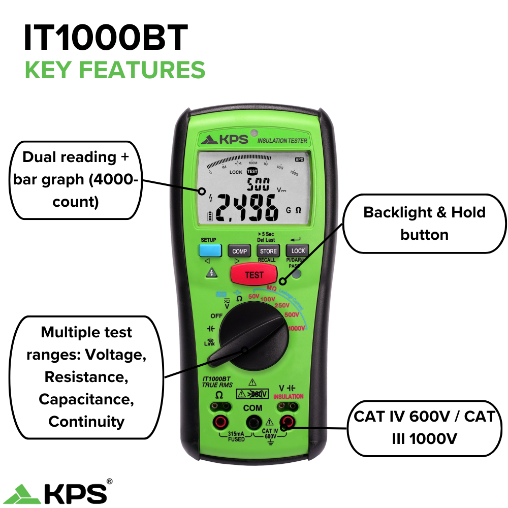 KPS IT1000BT Insulation Tester with Bluetooth