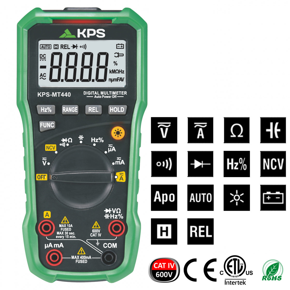 Multimètre numérique automatique KPS MT440 pour tension et courant AC/DC