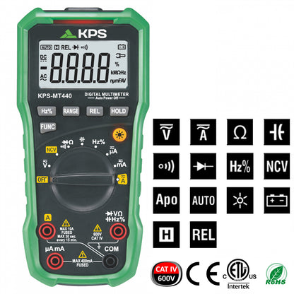 Multimètre numérique automatique KPS MT440 pour tension et courant AC/DC