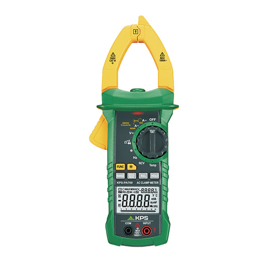 KPS PA700 Pinza amperimétrica digital industrial de verdadero valor eficaz para voltaje CA/CC y corriente CA